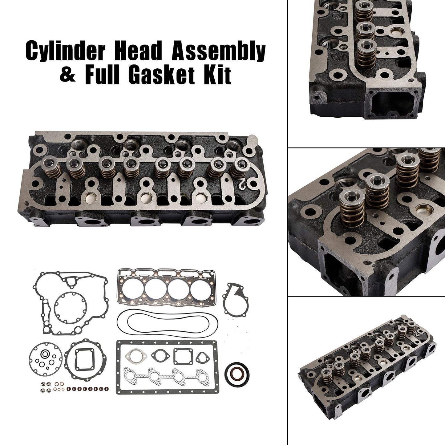 Kubota V1505 V1505T V1505E V1505D Complete Cylinder Head Assy+Gasket Kit 1G091-03044