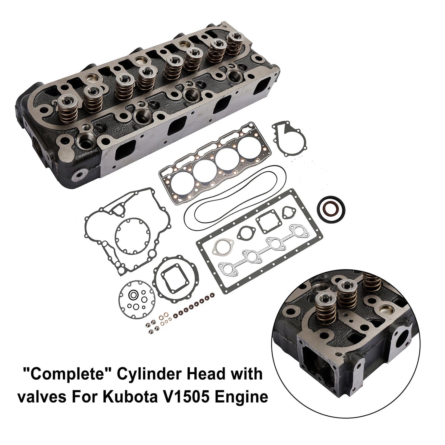 Kubota V1505 V1505T V1505E V1505D Complete Cylinder Head Assy+Gasket Kit 1G091-03044