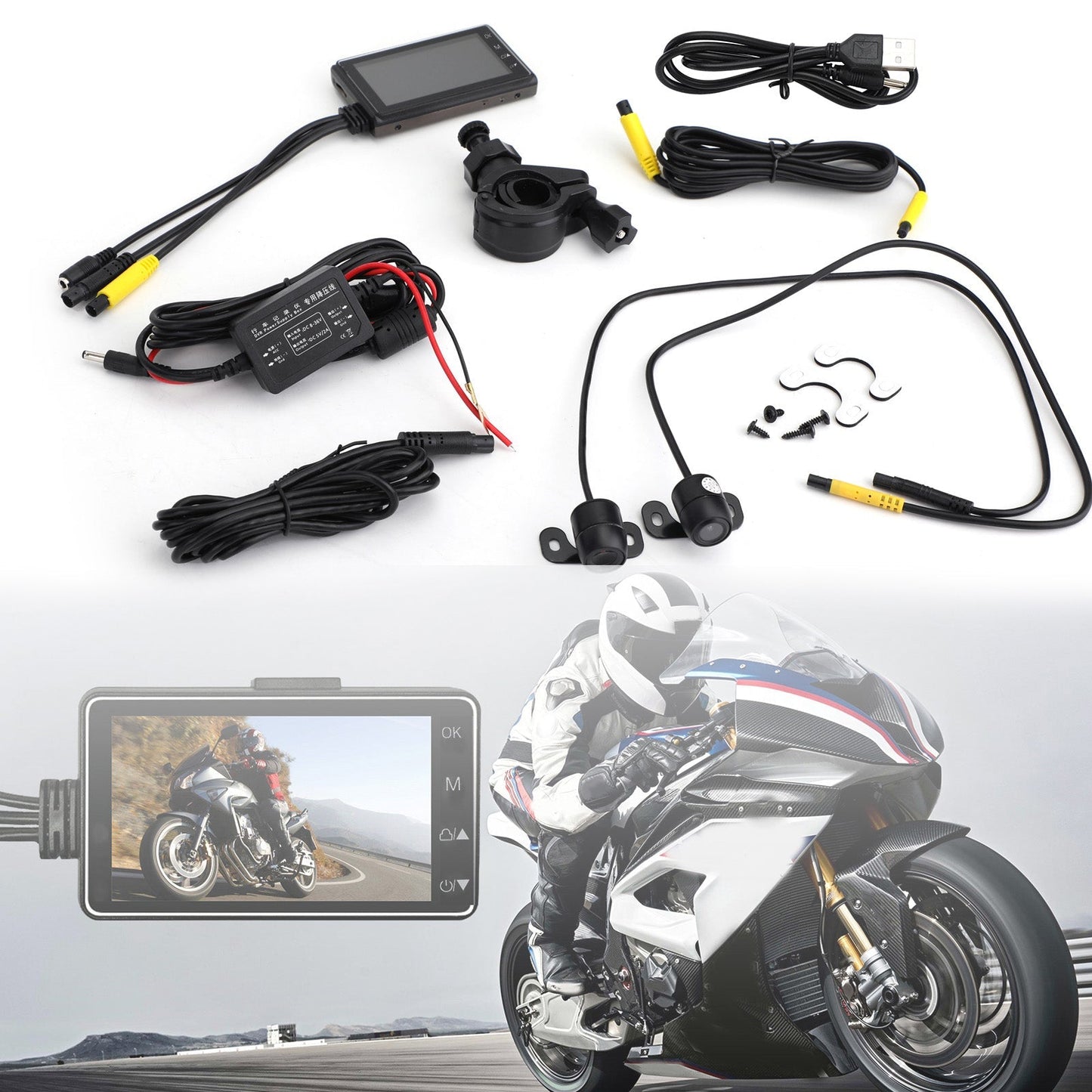 1080P Motorcycle DVR Motorbike Video recorder Dual Camera Support