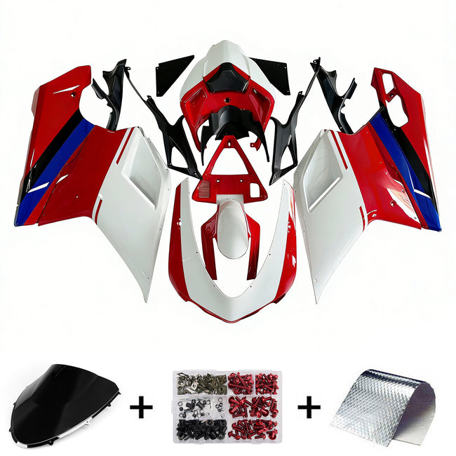 2007-2012 Ducati 1098 1198 848 White & Red Xerox Fairings Generic
