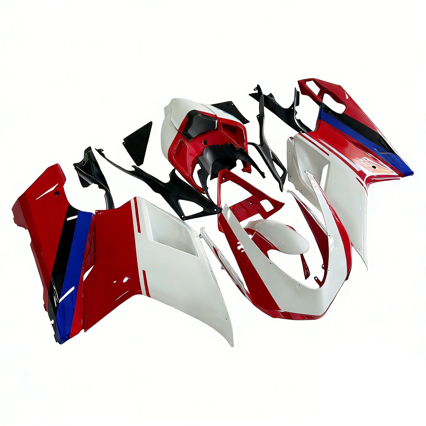 2007-2012 Ducati 1098 1198 848 White & Red Xerox Fairings Generic
