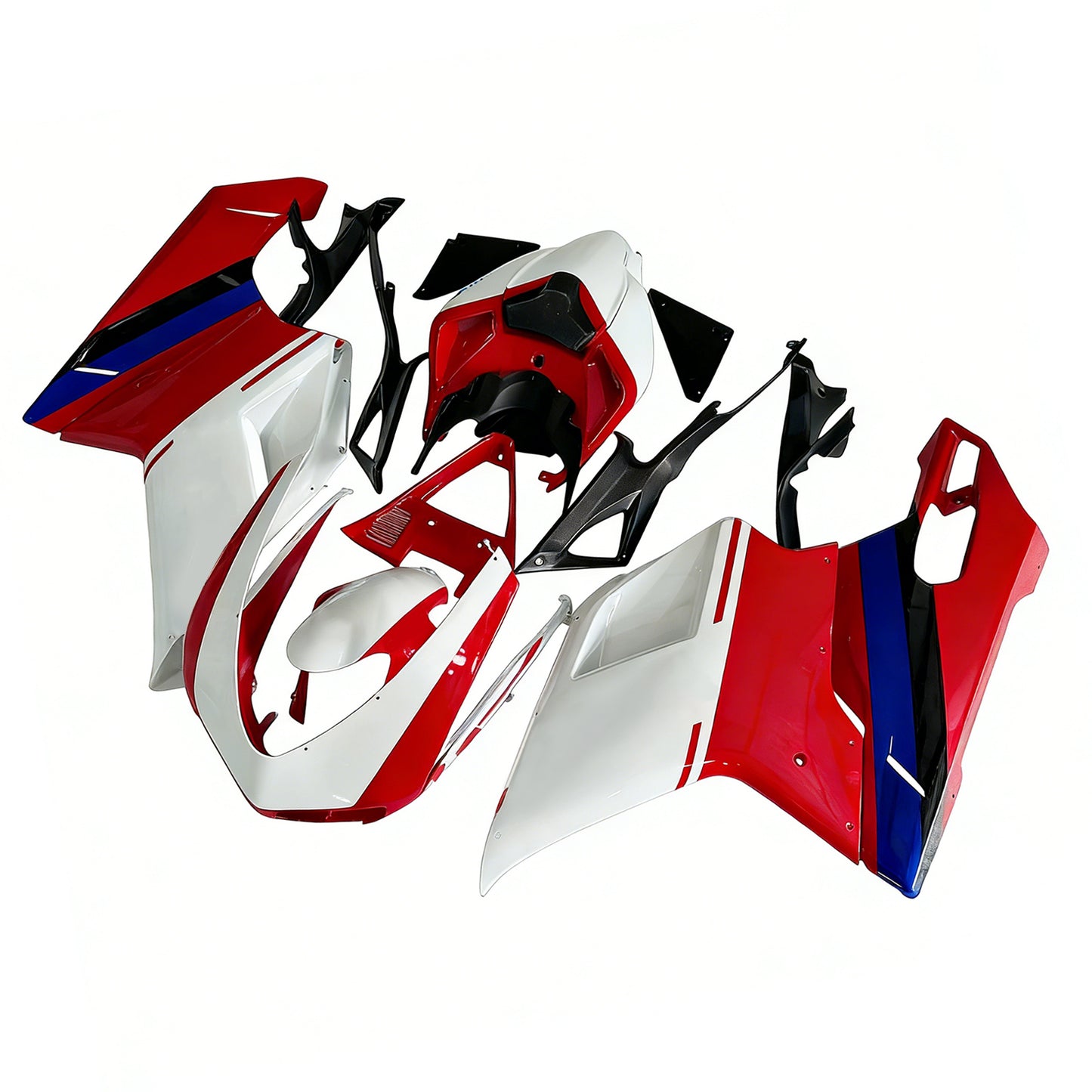 2007-2012 Ducati 1098 1198 848 White & Red Xerox Fairings Generic