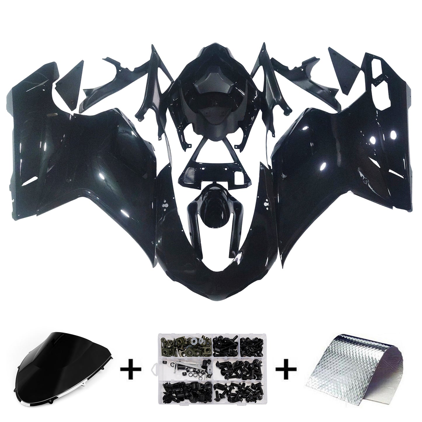 2007-2012 Fairings for Ducati 1098 1198 848 Black 1198 Racing Generic