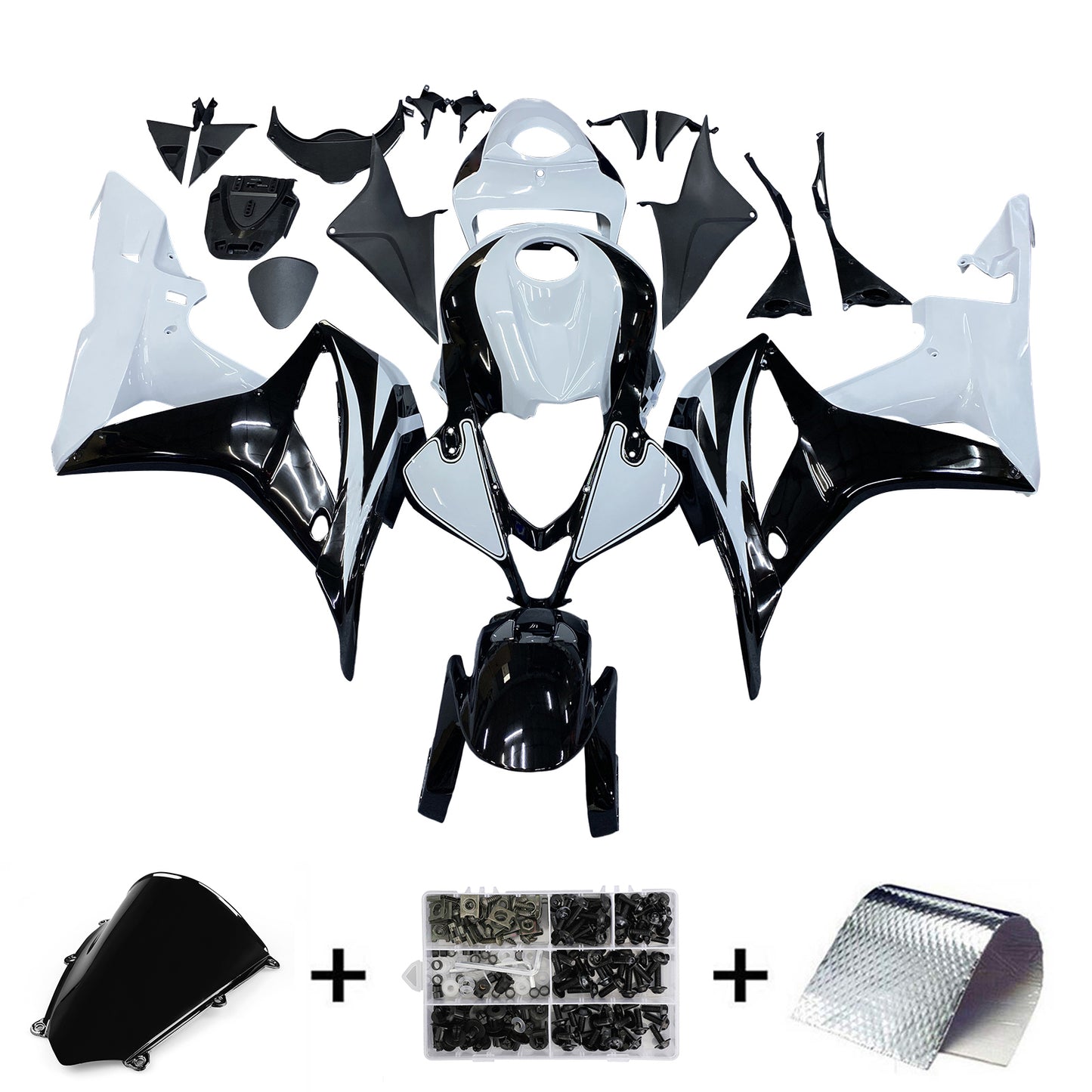 2007-2008 Honda CBR 600 RR Amotopart Fairings Black & White CBR Racing Customs Fairing