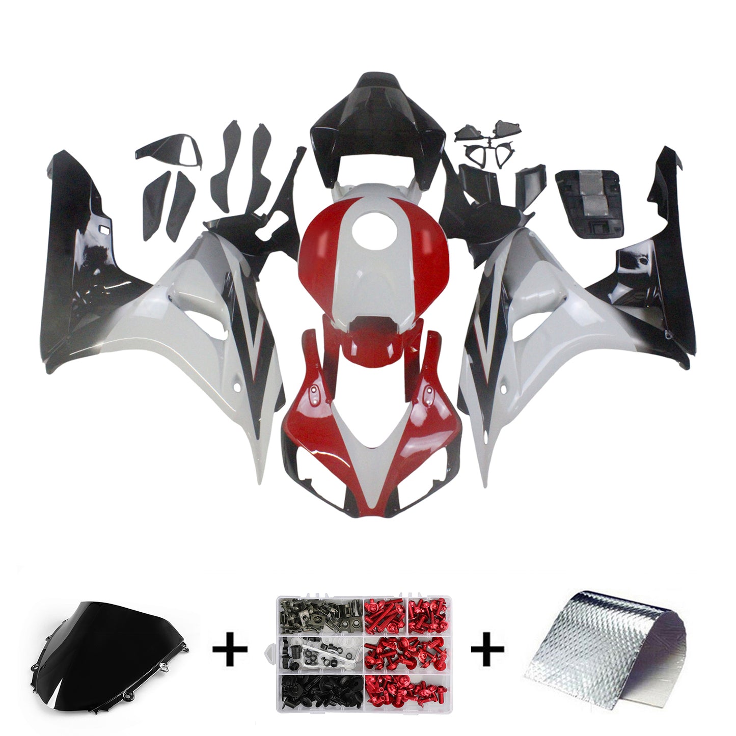 2006-2007 Honda CBR 1000 RR White Red Black CBR Racing Amotopart Fairings