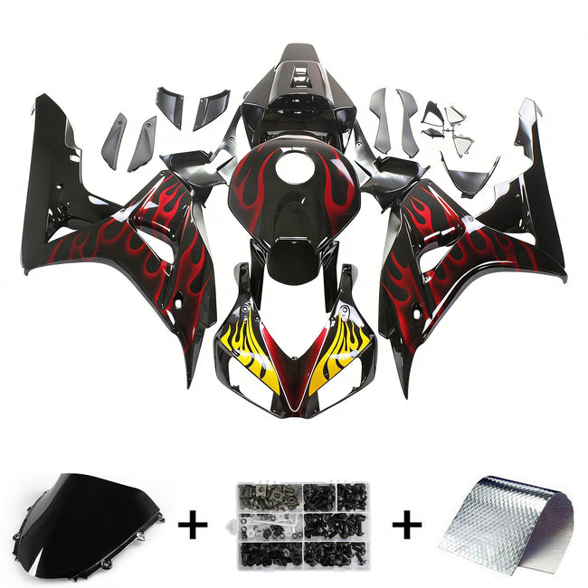 2006-2007 Honda CBR 1000 RR Black & Red Flame Shark Racing Amotopart Fairings