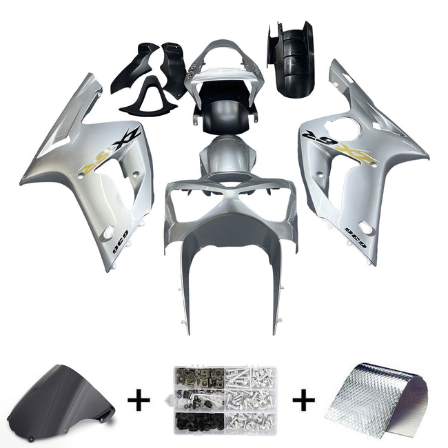 2003-2004 Kawasaki ZX6R 636 Amotopart Fairings Silver Ninja Racing