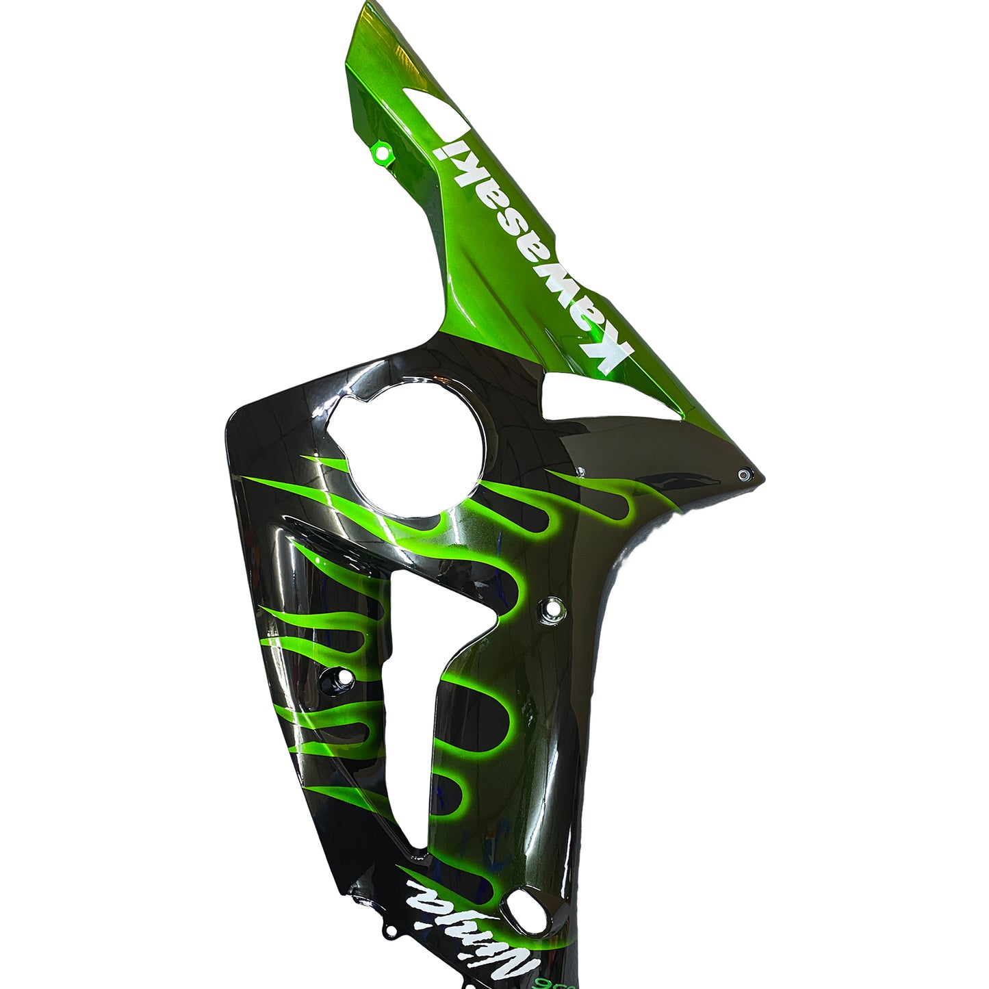 2003-2004 Kawasaki ZX6R 636 Amotopart Fairings Black & Green Flame Ninja Racing