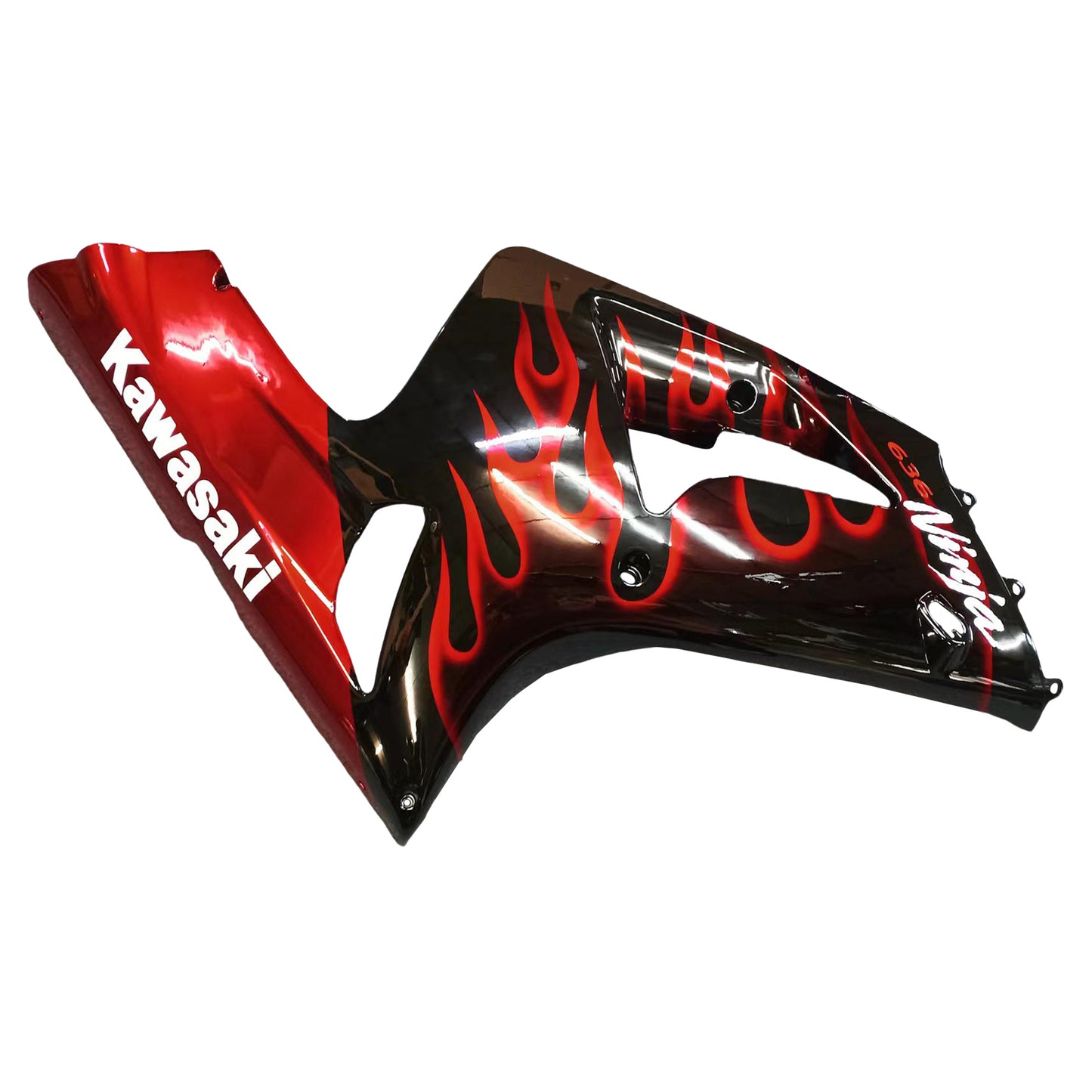 2003-2004 Kawasaki ZX6R 636 Amotopart Fairings Black & Red Flame ZX6R Racing