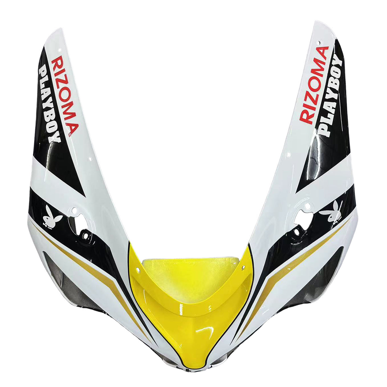 2005-2006 Kawasaki ZX6R 636 Amotopart Fairings Black White Yellow Playboy Racing Customs Fairing