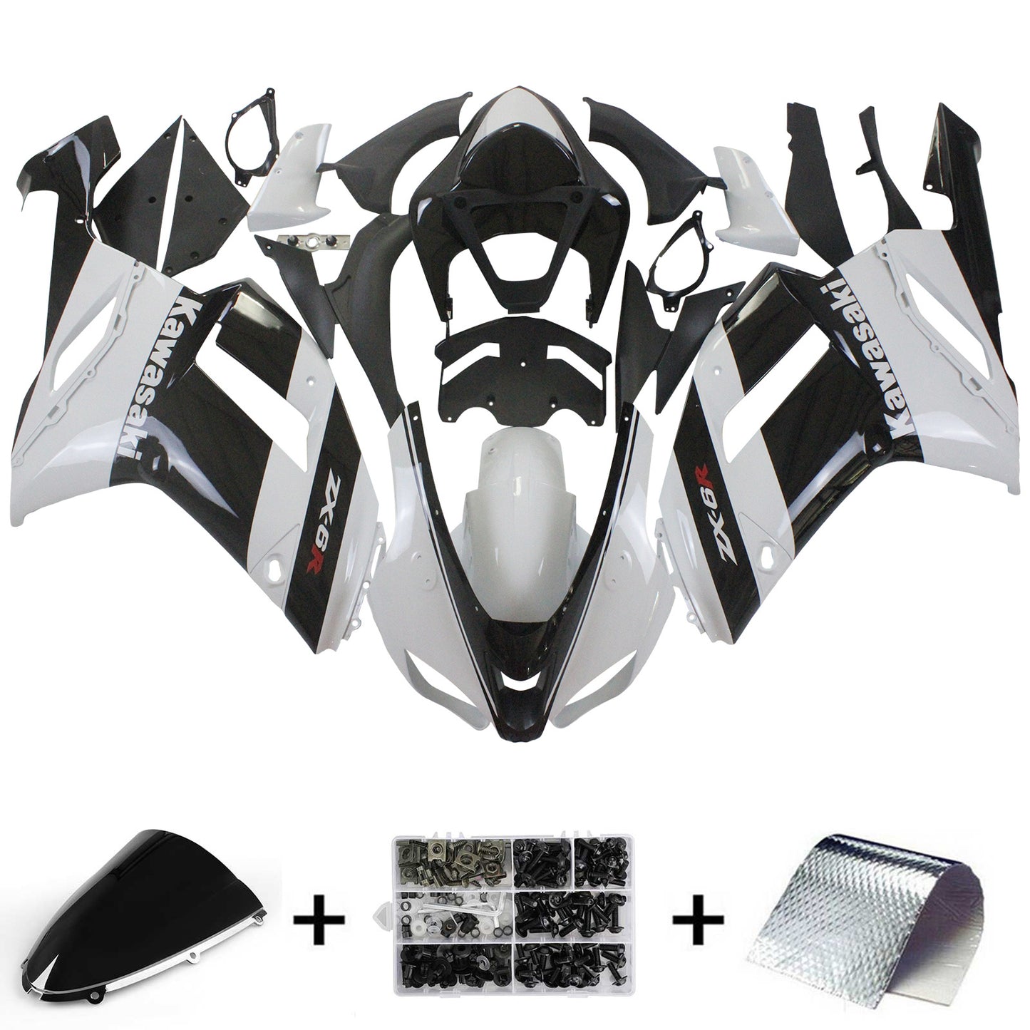 2007-2008 Kawasaki ZX6R 636 Amotopart Injection Fairing Kit Bodywork Plastic ABS #105