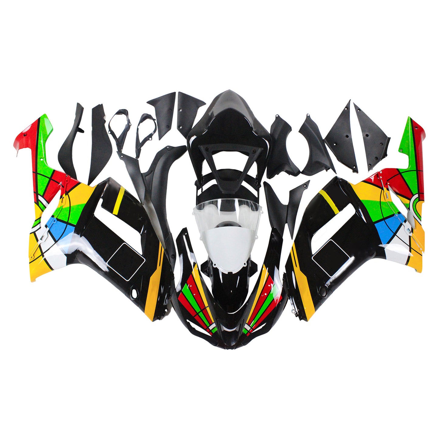 2007-2008 Kawasaki ZX6R 636 Amotopart Injection Fairing Kit Bodywork Plastic ABS #134