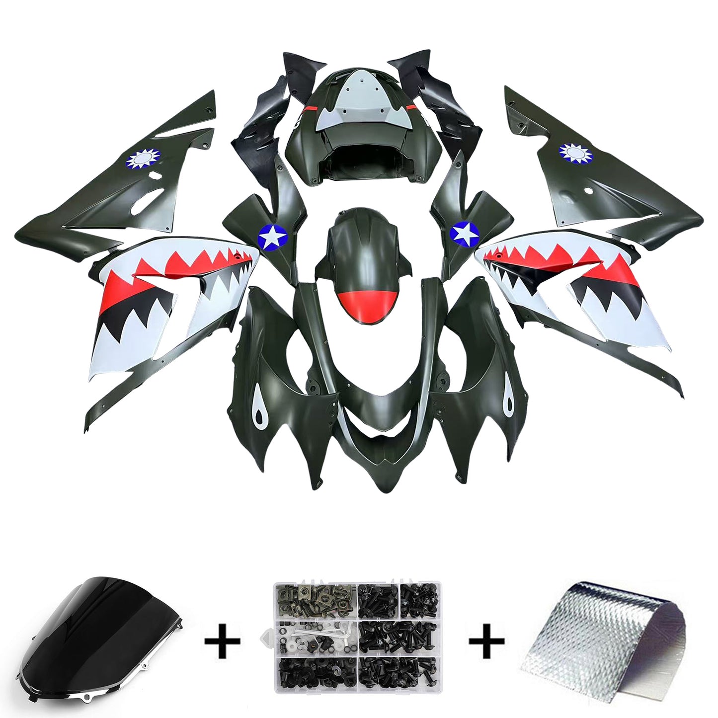 2004-2005 Kawasaki ZX10R Injection Fairing Kit Bodywork Plastic ABS#133