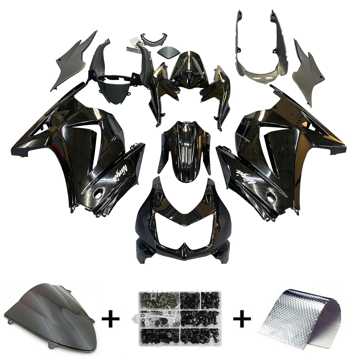 2008-2012 Kawasaki ZX250R EX250 Amotopart Fairings Black Ninja ZX250 Racing