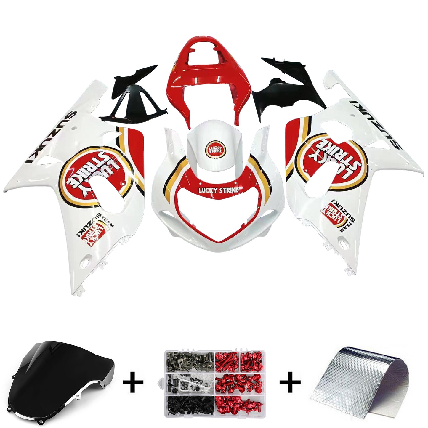 2001-2003 Suzuki GSXR 600 Amotopart Fairings White & Red Lucky Strike Racing