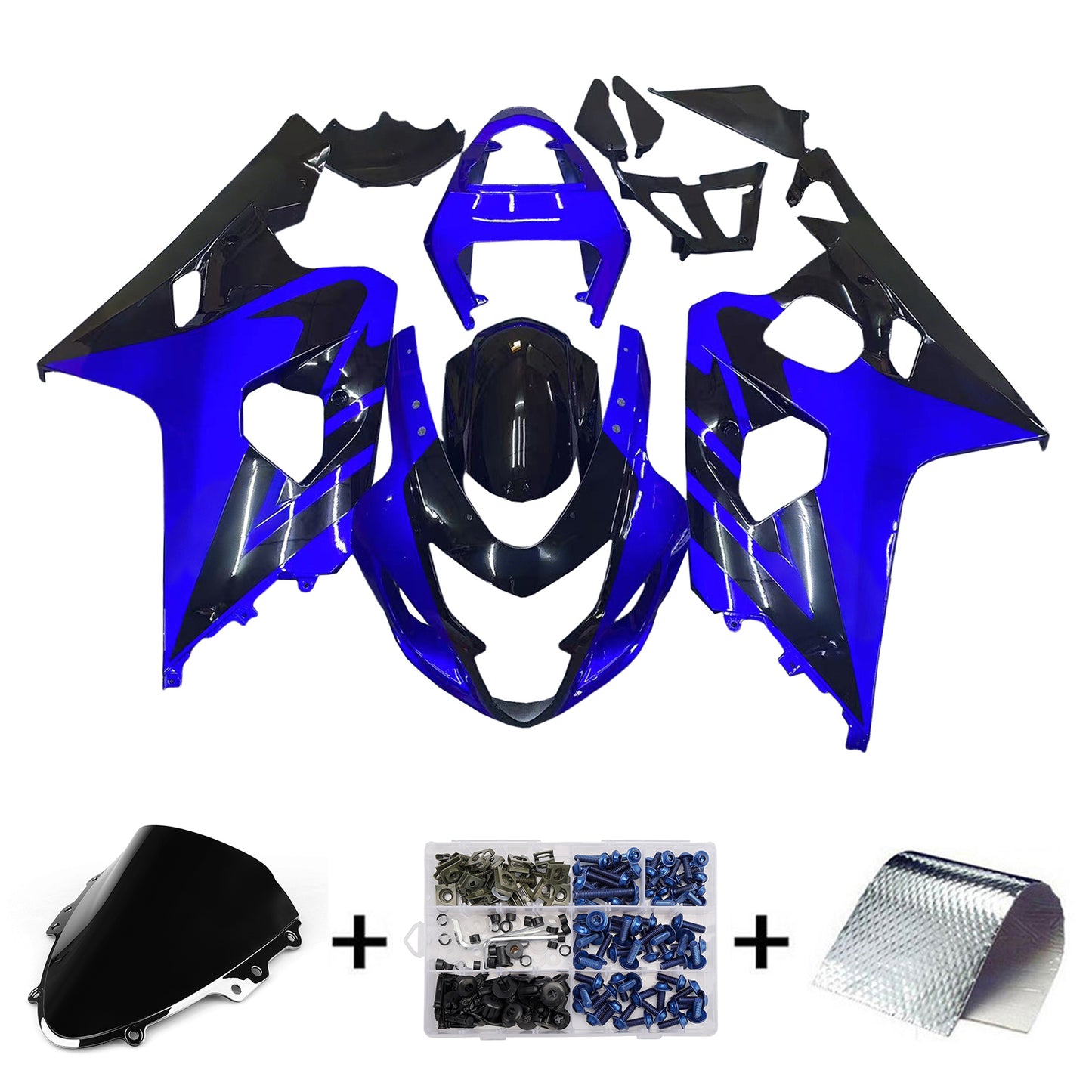 2004-2005 Suzuki GSXR 600 750 Amotopart Fairings Blue Black GSXR Racing