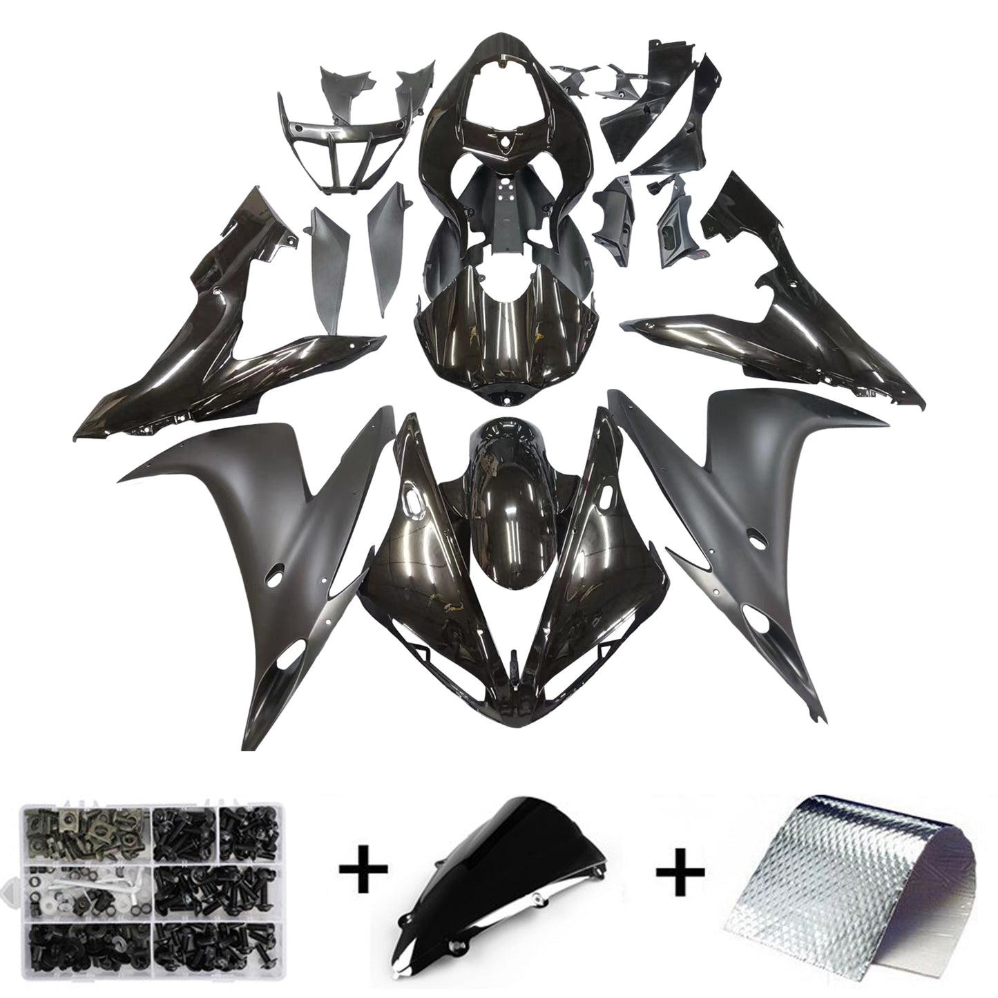 2004-2006 Yamaha YZF R1 Amotopart Fairing Gloss Matt Black Fairing Kit