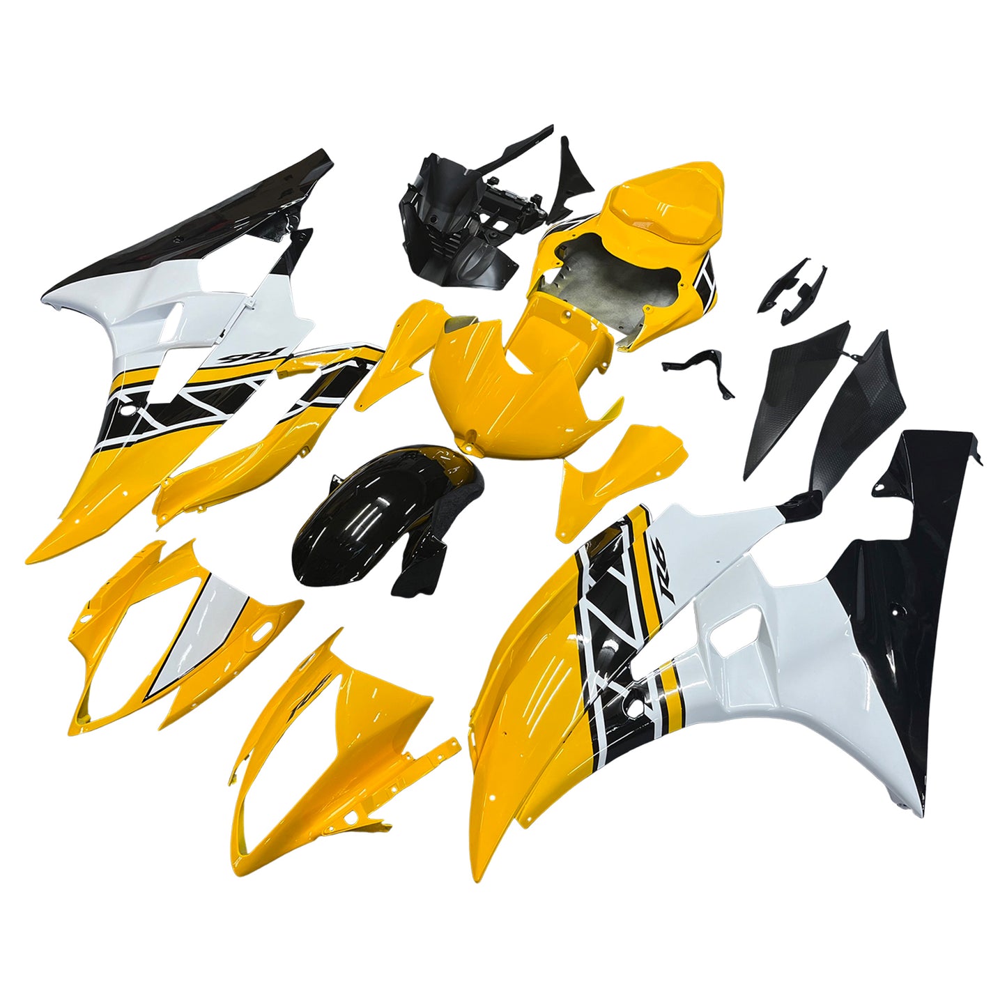 2006-2007 Yamaha YZF-R6 Amotopart Fairing Yellow White Kit