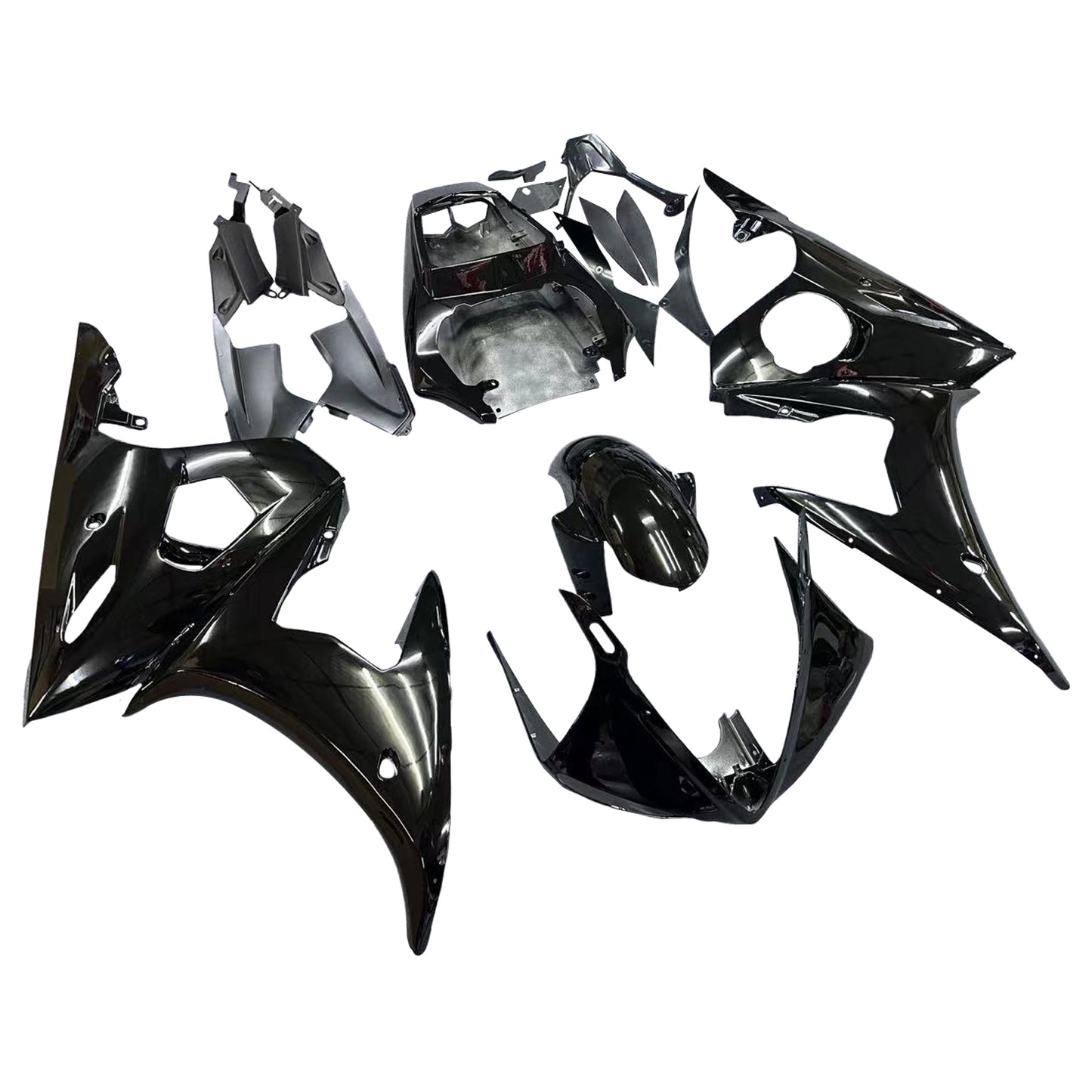 2005 YAMAHA YZF R6 Amotopart USA Stock Fairing Injection Plastic Kit Gloss Black w/bolt