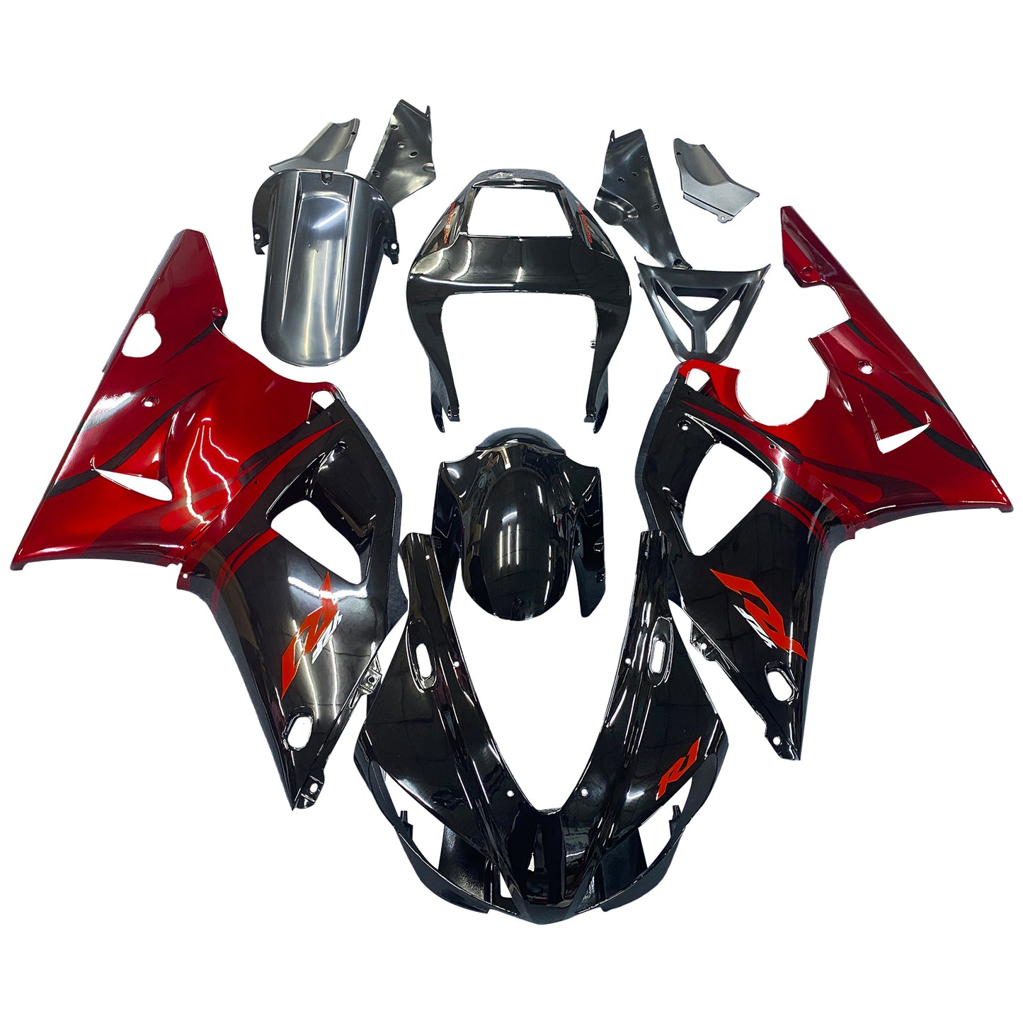 1998-1999 Yamaha YZF R1 Amotopart Plastic Fairing Bodywork Kit Injection Black New #14