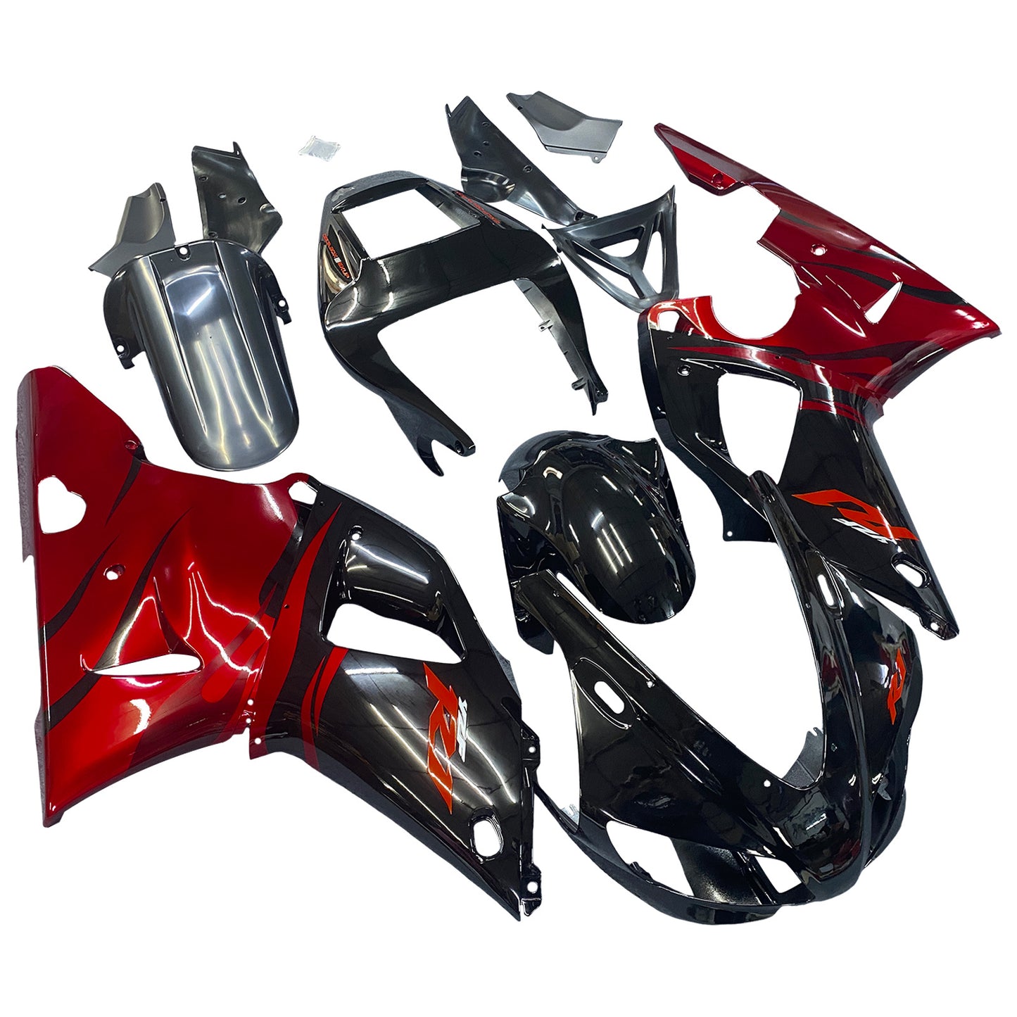 1998-1999 Yamaha YZF R1 Amotopart Plastic Fairing Bodywork Kit Injection Black New #14