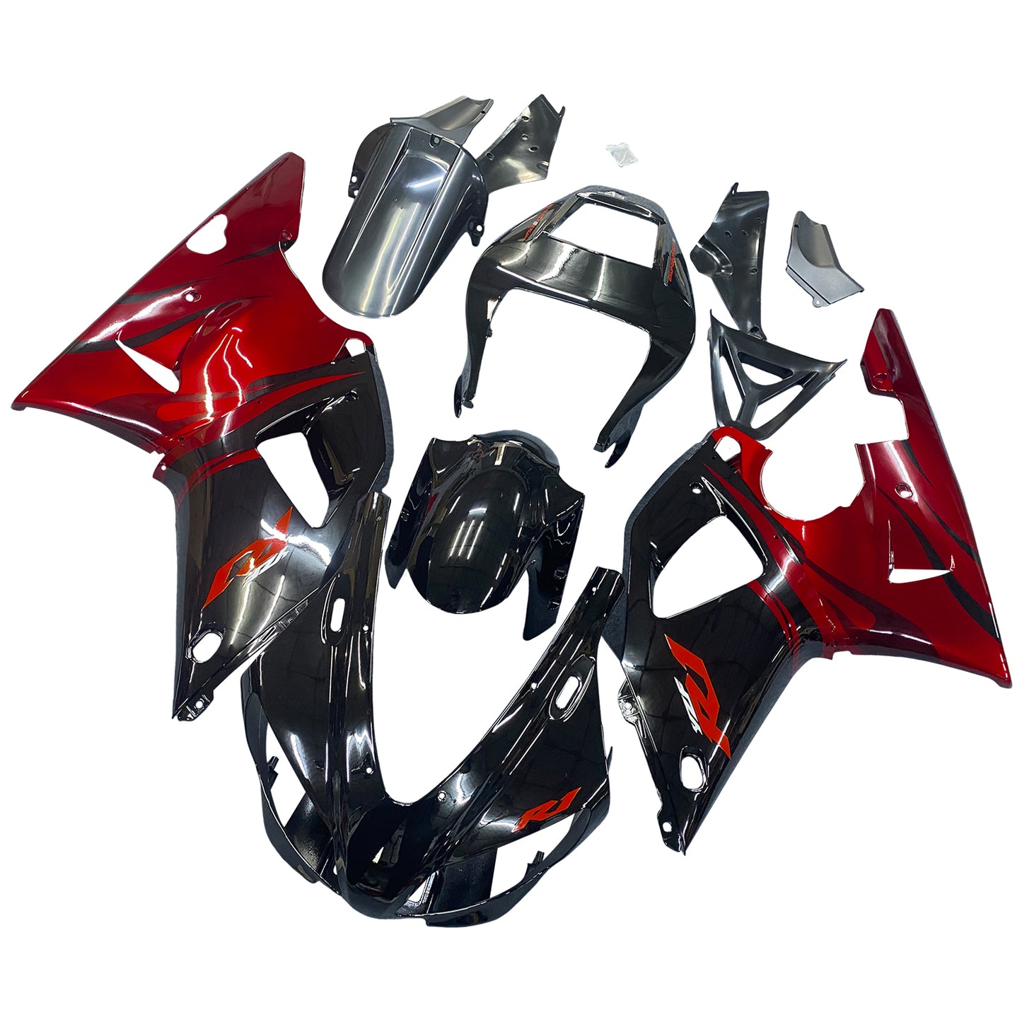 1998-1999 Yamaha YZF R1 Amotopart Plastic Fairing Bodywork Kit Injection Black New #14