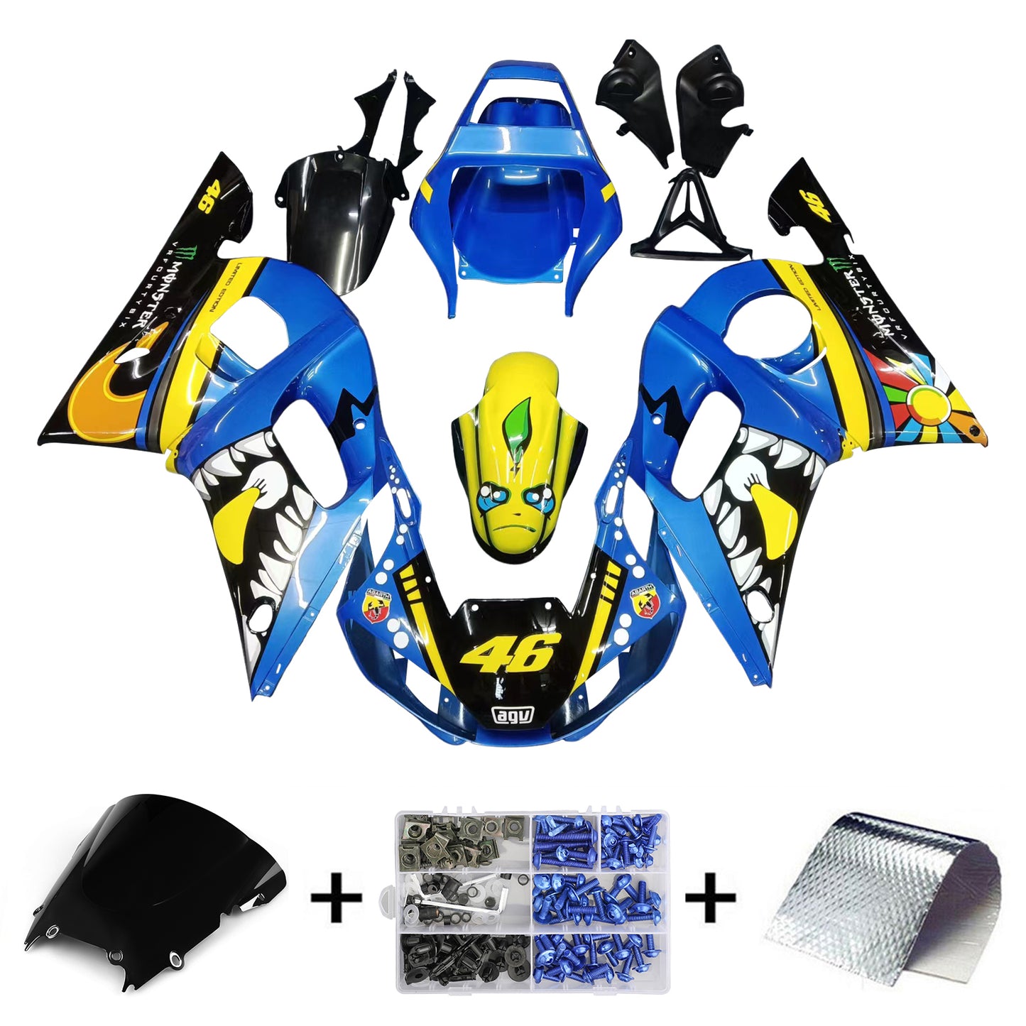 1998-2002 Yamaha YZF 600 R6 Fairing Kit Bodywork Plastic ABS