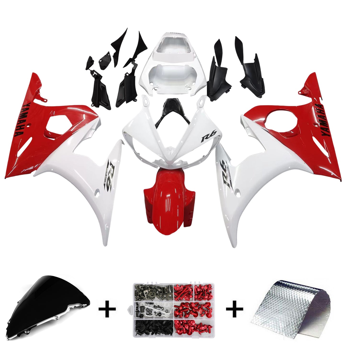 2003-2004/2006-2009 Yamaha YZF 600 R6S Amotopart Injection Fairing Kit Bodywork Plastic ABS #7