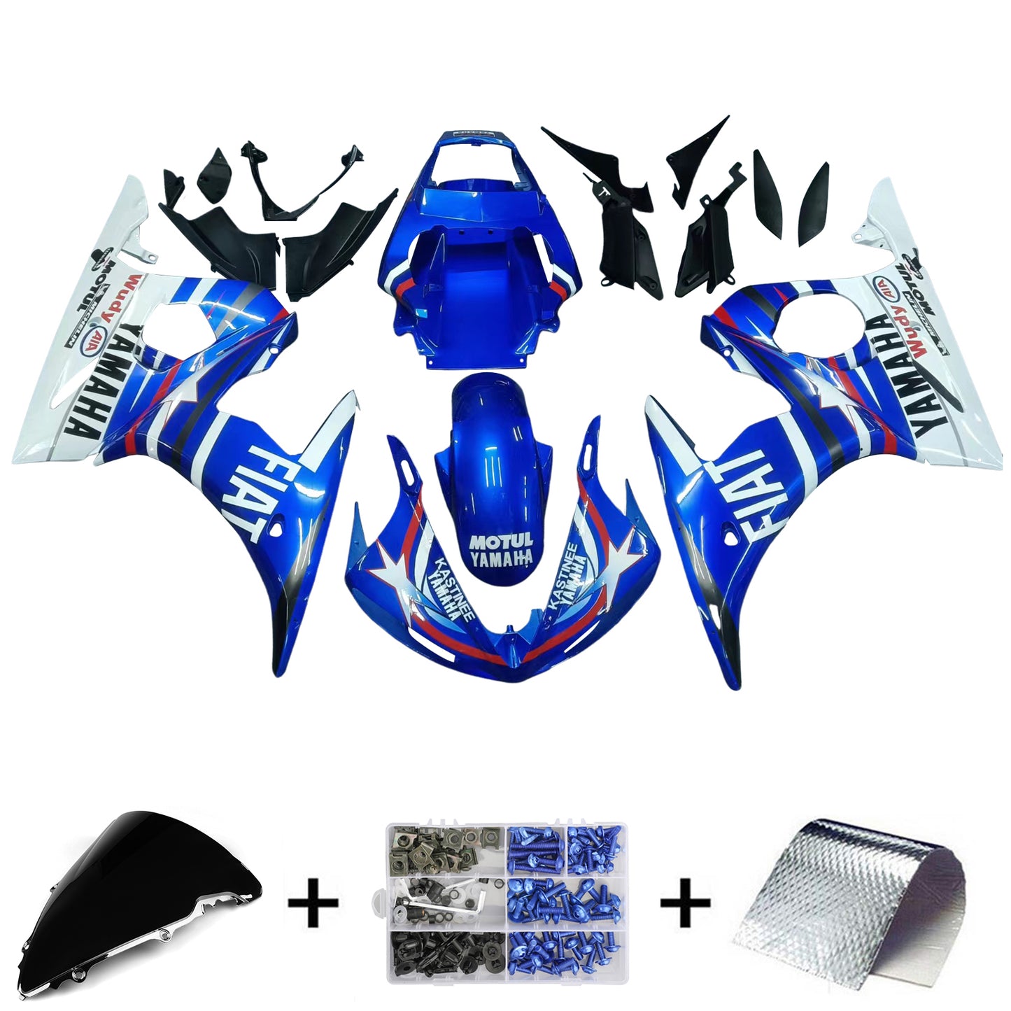 2005 Yamaha YZF 600 R6 Amotopart Injection Fairing Kit Bodywork Plastic ABS #13