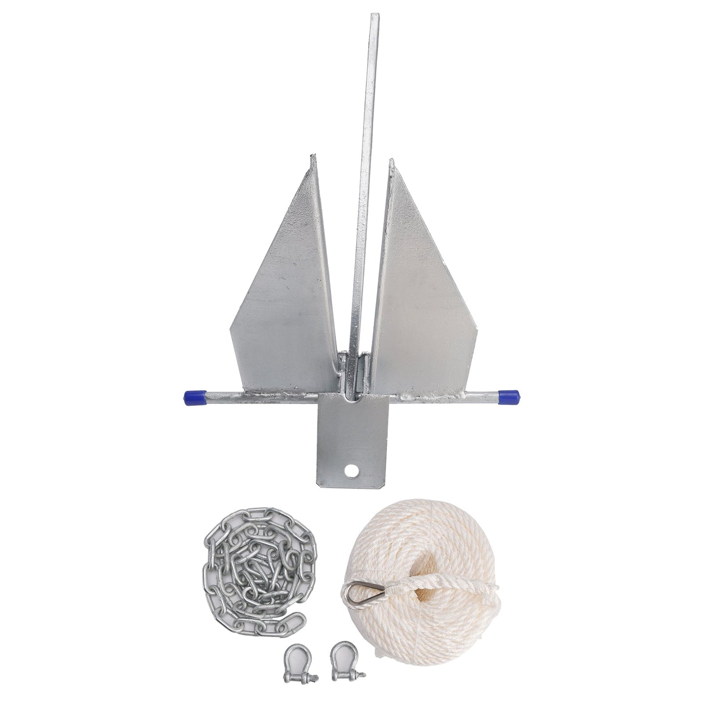 Kit Galvanized Boat Anchor 13Lbs Sliding Anchor & Chain & Rope Silver For Boat 13lbs