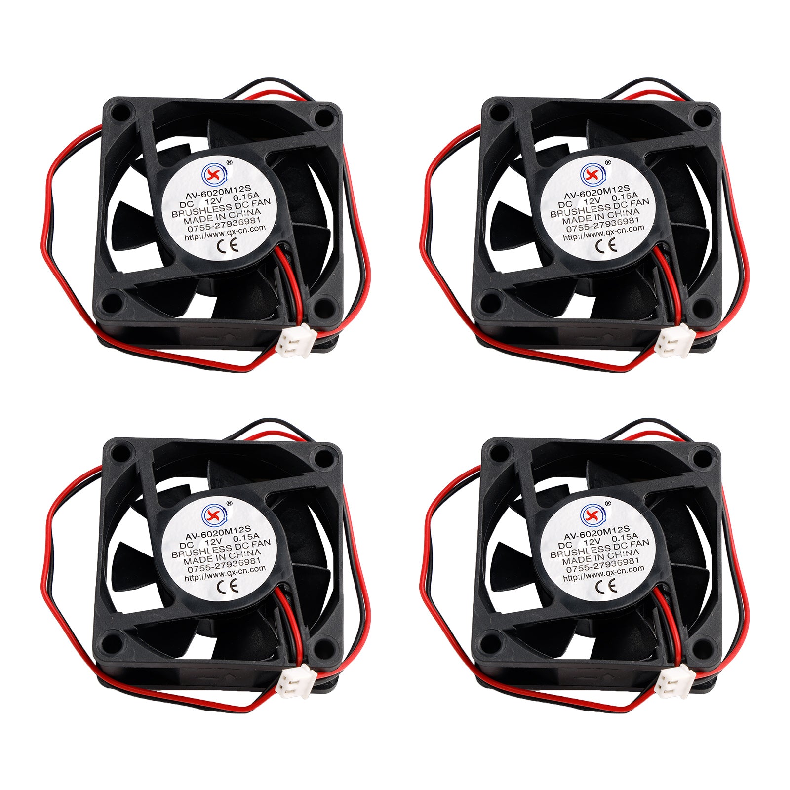 4Pcs DC Brushless Cooling PC Computer Fan 12V 6020s 60x60x20mm 0.15A 2 ...