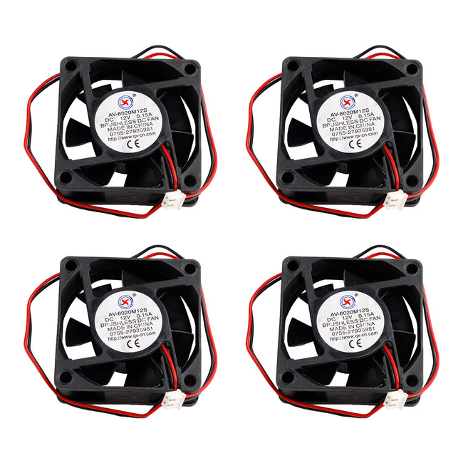 4Pcs DC Brushless Cooling PC Computer Fan 12V 6020s 60x60x20mm 0.15A 2 Pin Wire