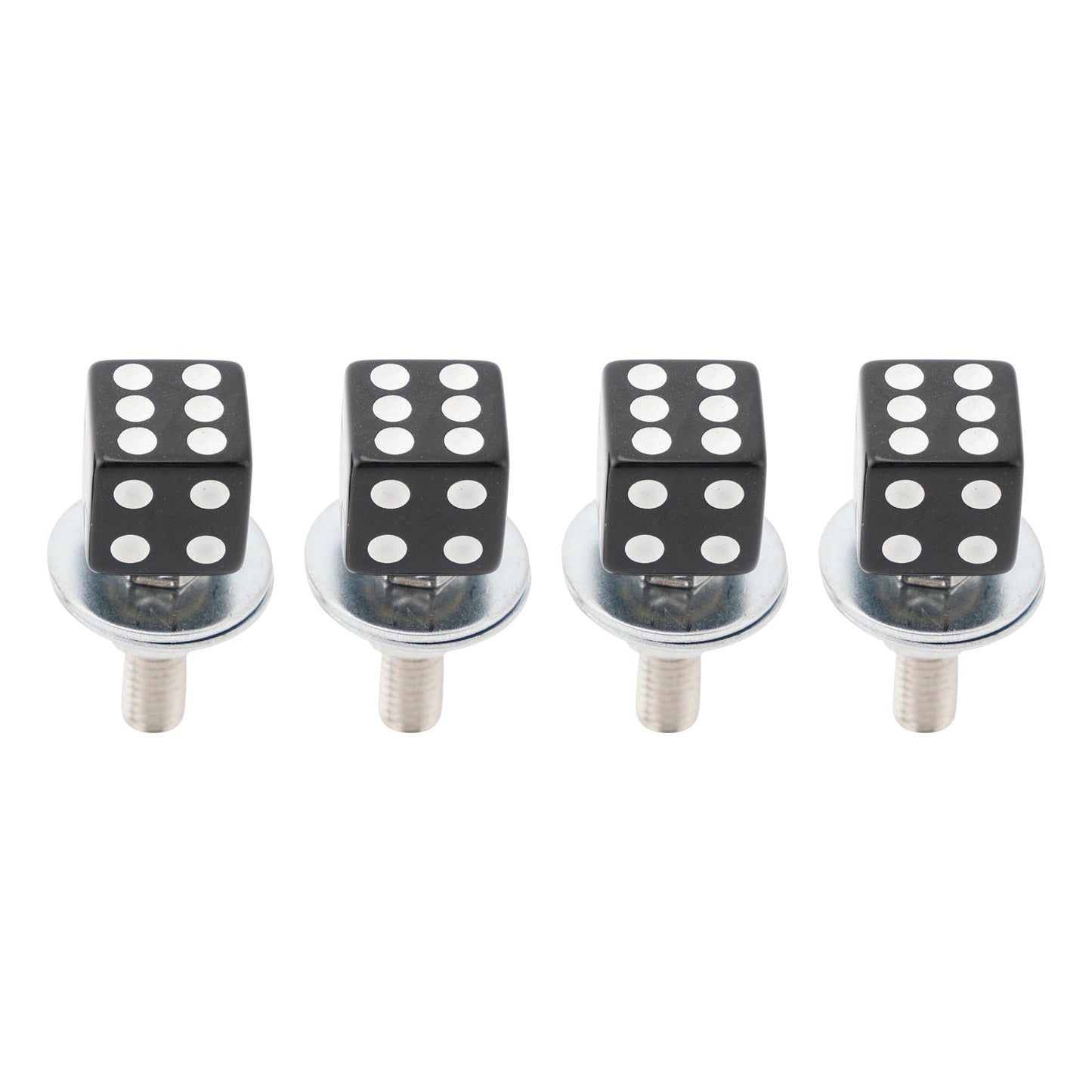 4x Motorcycle Bike Plastic Black Dice License Plate Bolt On Screw On Frame Nut