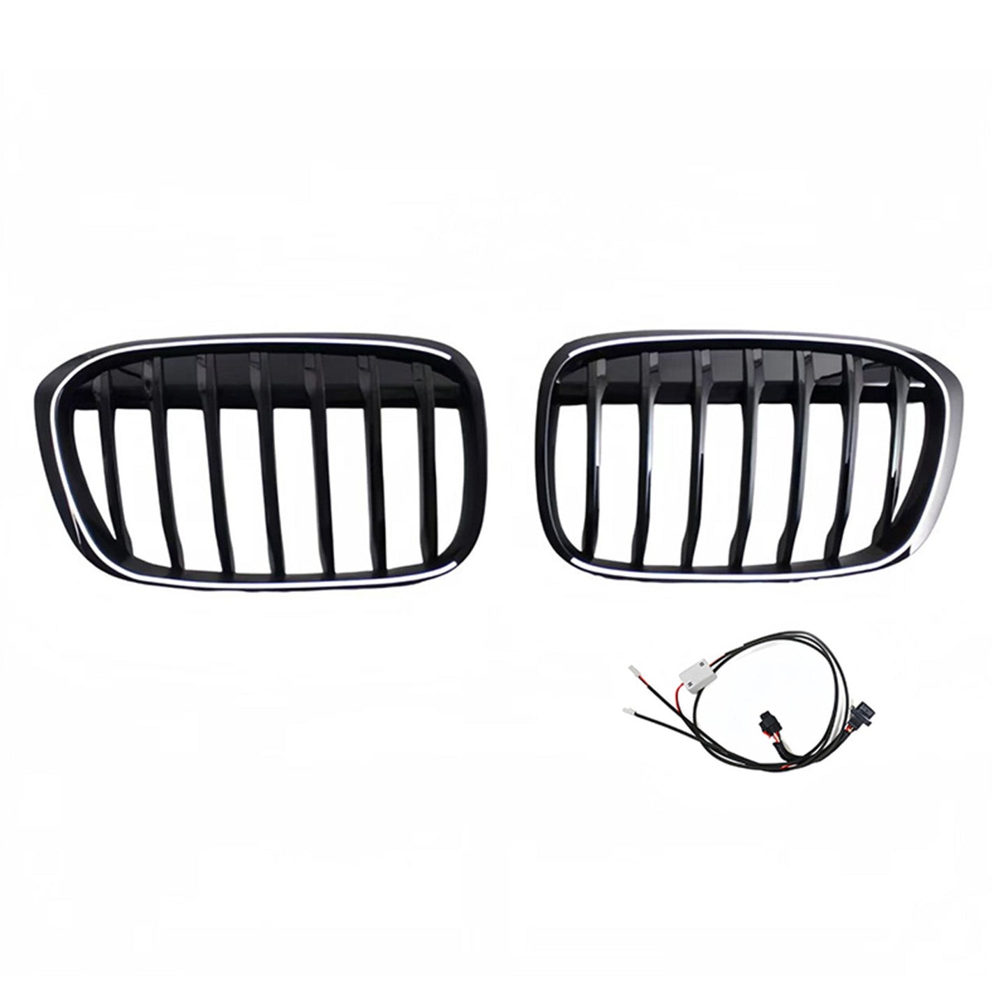 2016-2019 Fit BMW X1 F48 F49 2PCS Gloss Black Front Kidney Grill Grille