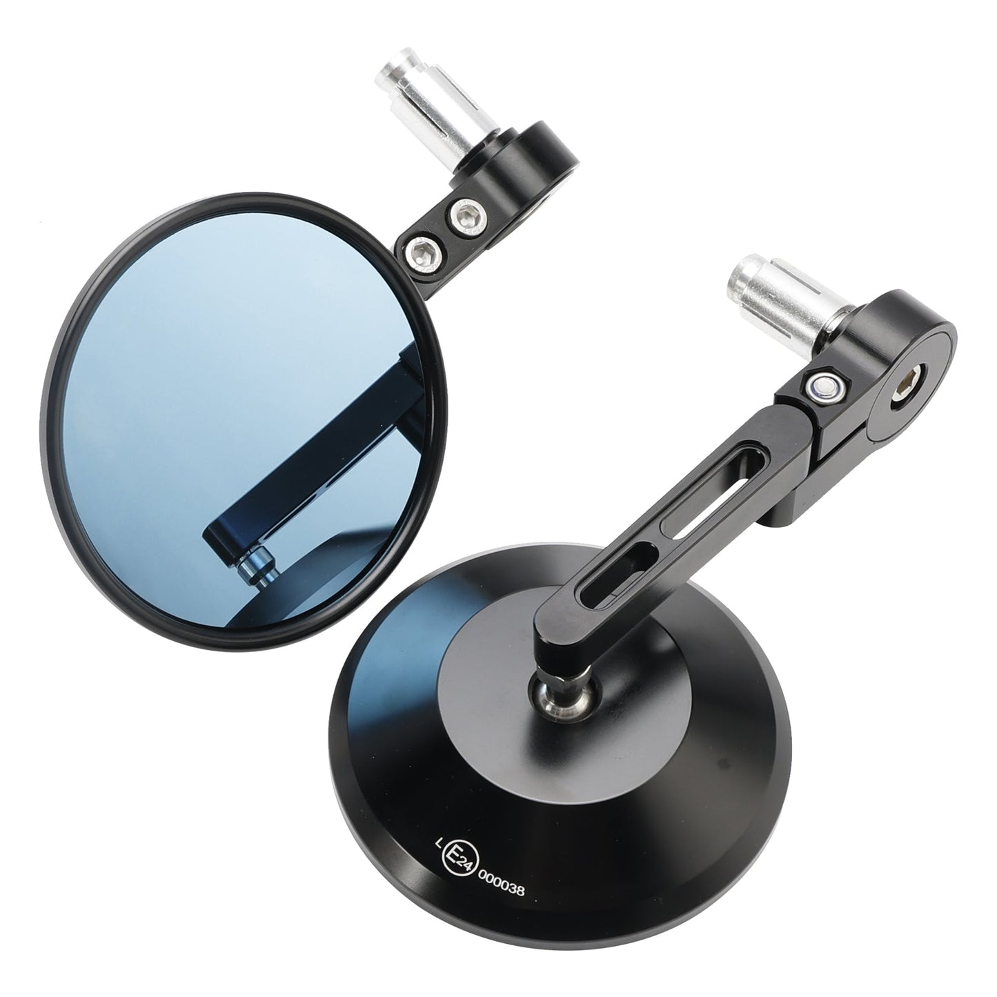 7/8" 22mm Anti Glare Round Bar End Mirrors Blue Glass For Street Tracker Sport