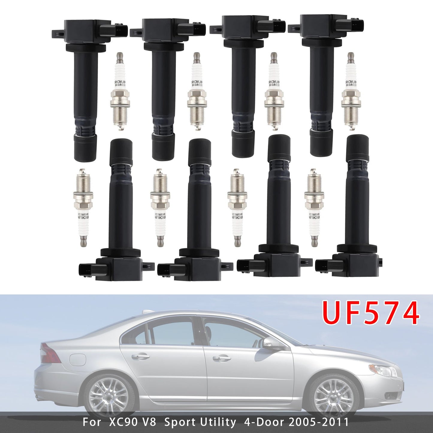 2009 Volvo XC90 V8 R-Design Sport Utility 4-Door 8X Ignition Coil & Spark Plug UF574