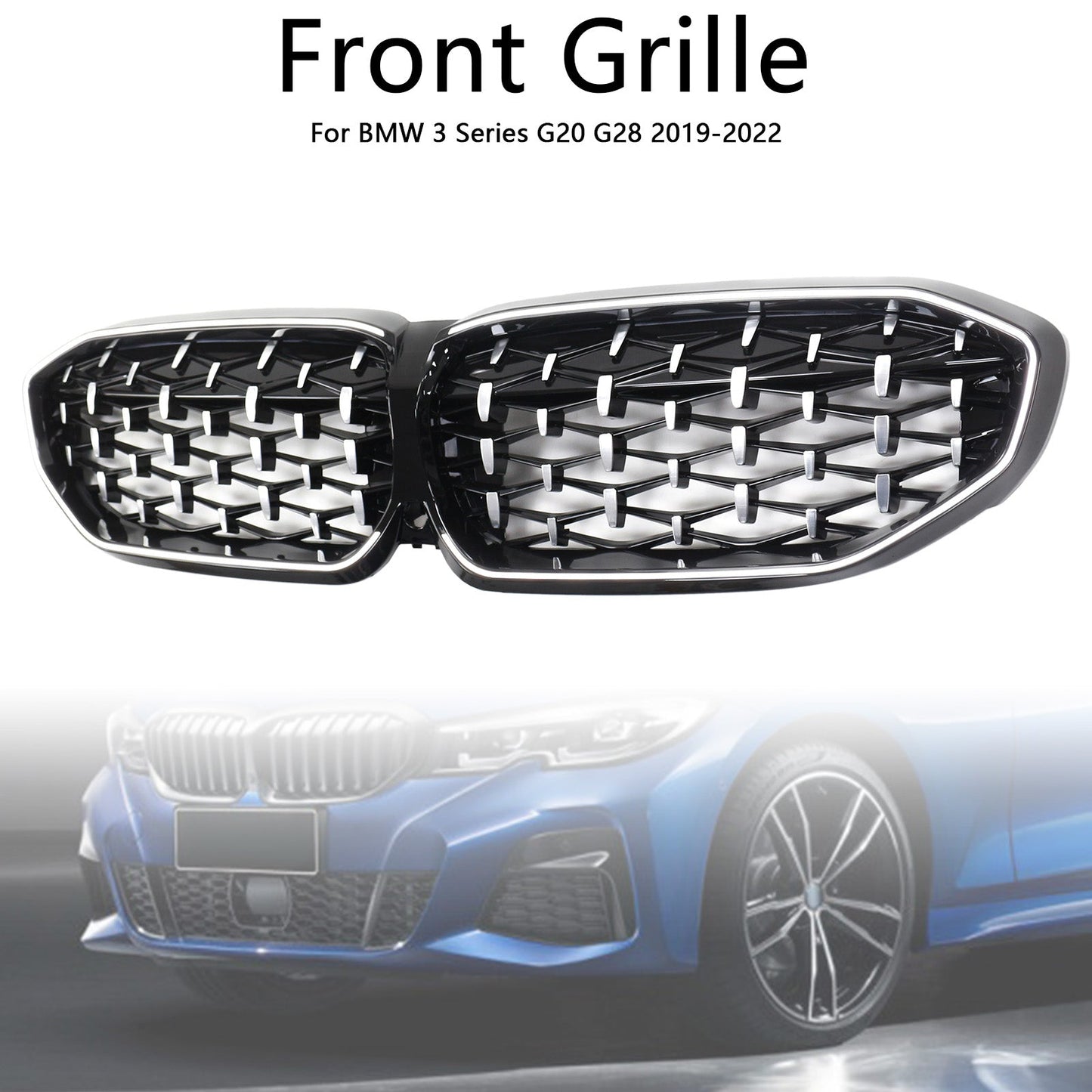 2019-2022 BMW 3 Series G20 Chorme Diamond Kidney Grille Grill 51138072085