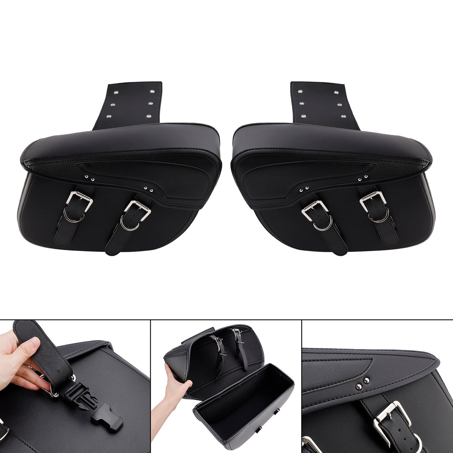 Side Tail Bag Saddlebag Color Matching Luggage Black 42L For Scooter Motorcycle