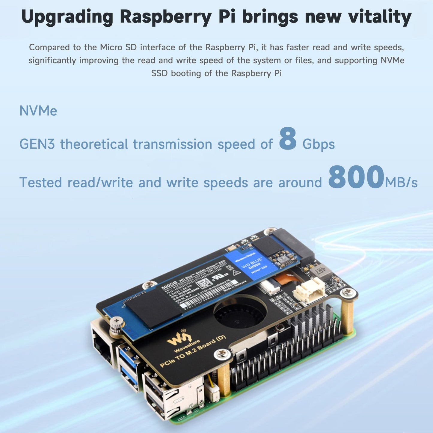 Raspberry Pi 5 PCIE to M.2 Interface Rotor 8Gbps Transmission Expansion Board