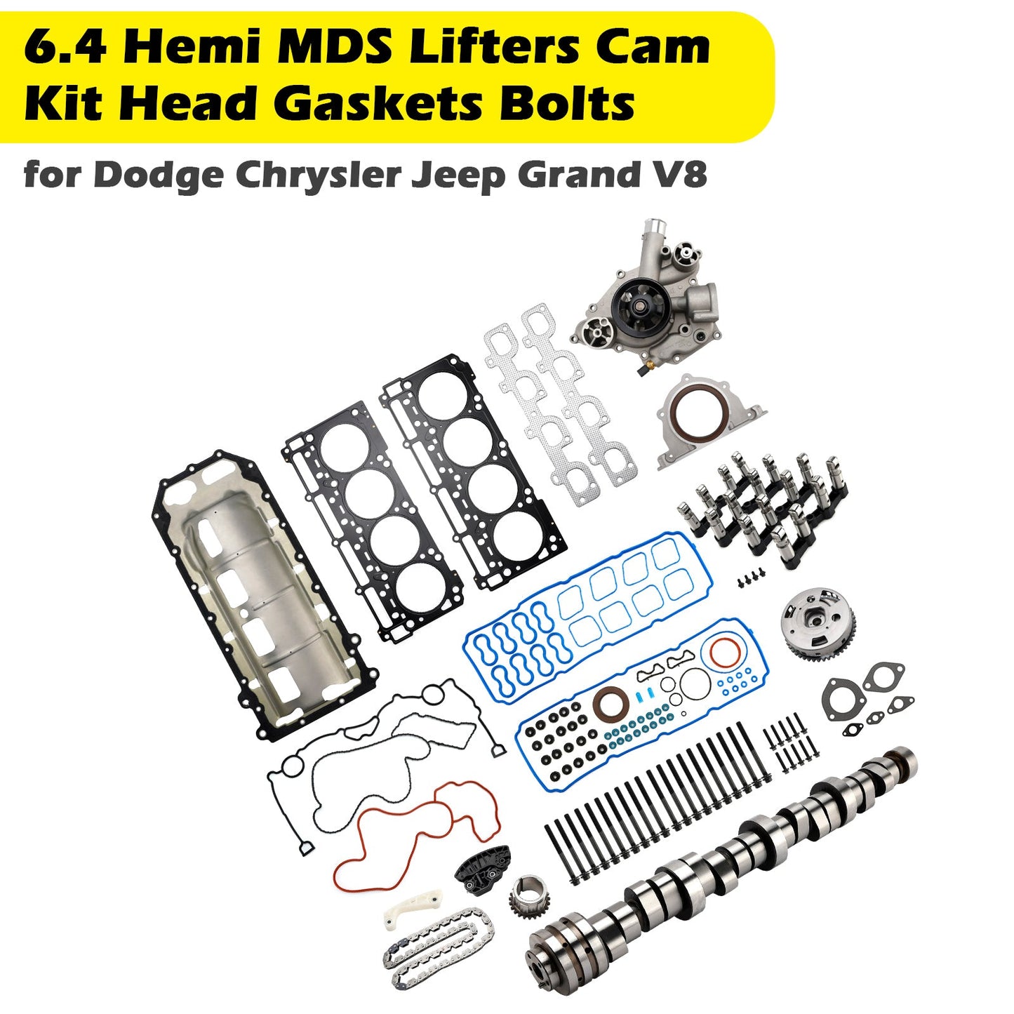 2011 2012 2013 2014 2015 Dodge Challenger 6.4L 392ci V8 HEMI 6.4 Hemi MDS Lifters Cam Kit Head Gaskets Bolts 53021726AD 53022340AC