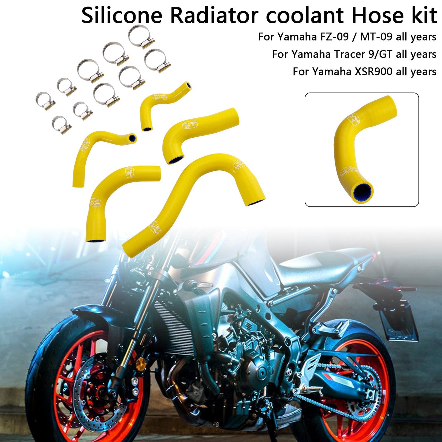 Yamaha MT-09 XSR900 Tracer 9/GT all years Silicone Radiator coolant Hose