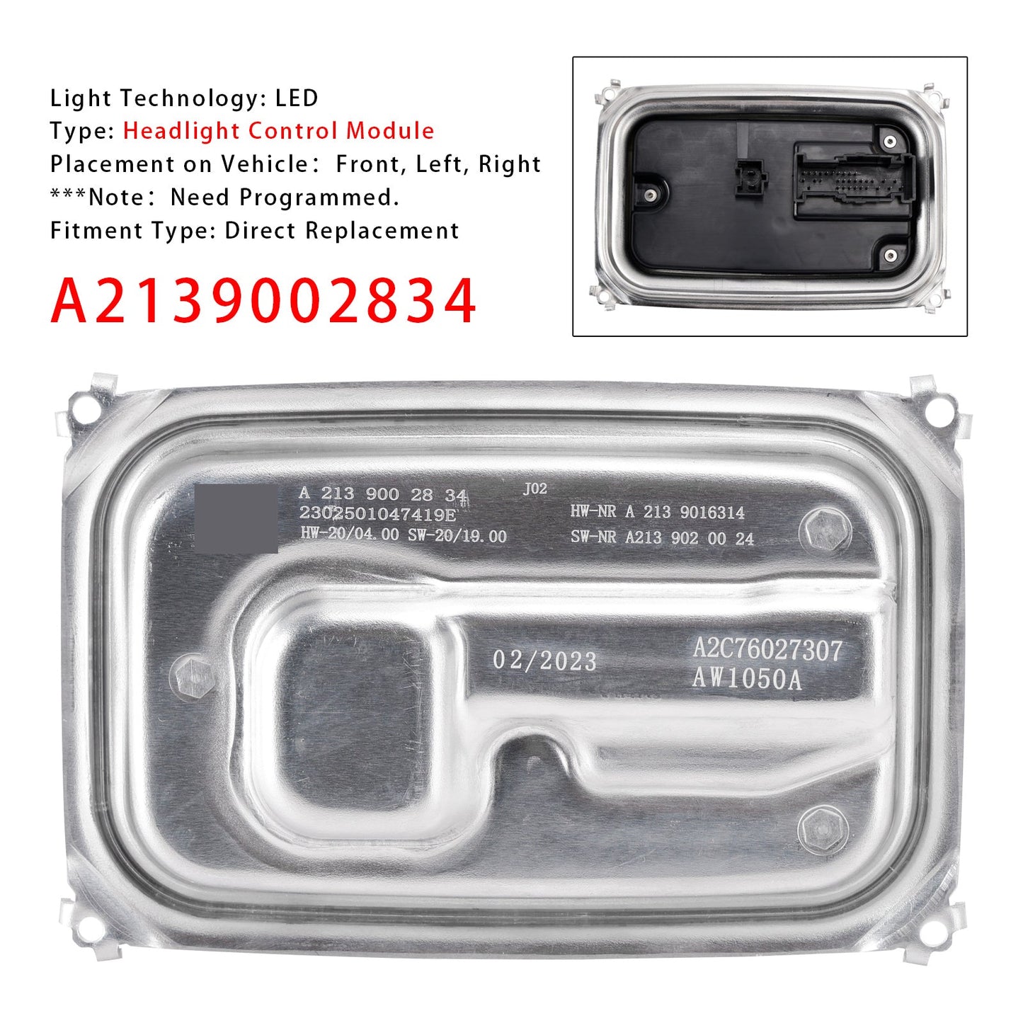 2021-2023 Mercedes-Benz GLE580 LED Headlight Control Module A2139002834