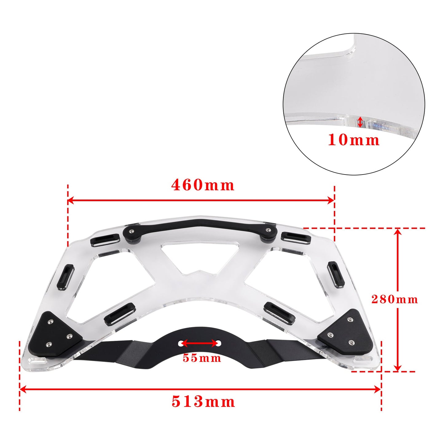 Additional Luggage Rack on Topcase For BMW K1600 GTL GT 2011-2024 Transparent