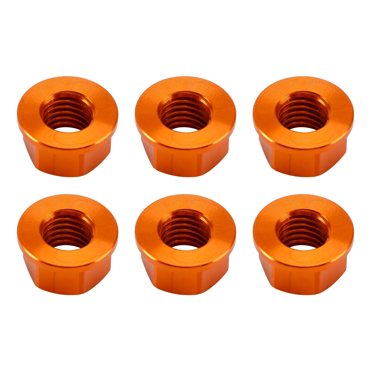 6 Pack Aluminum Rear Sprocket Flange Nuts M10X1.5mm Orange For Motorcycle Bike