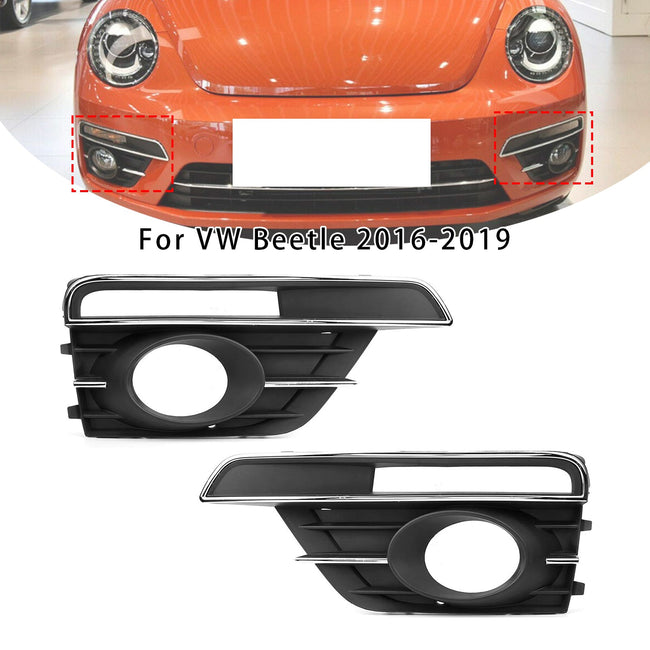 2016-2019 VW Beetle Pair Front Bumper Fog Light Grill Cover Bezel