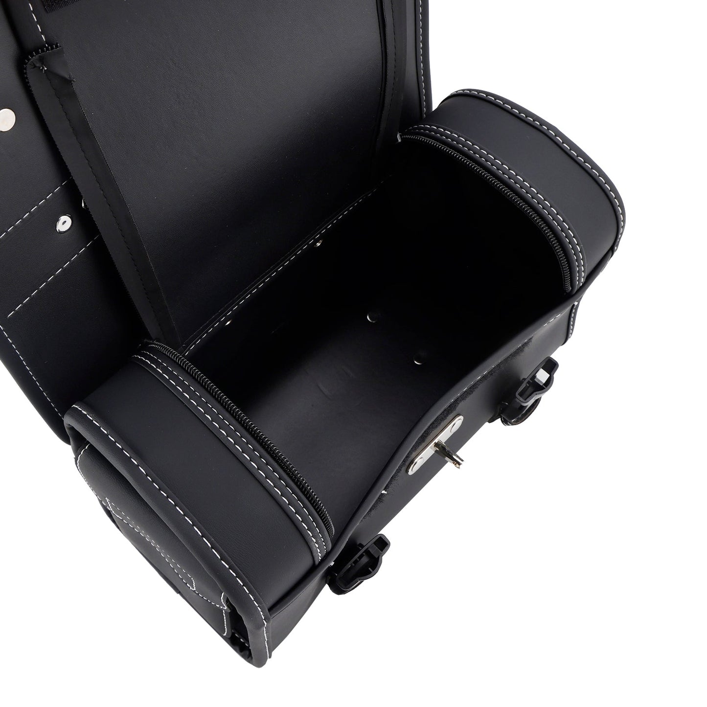 Universal Saddlebag Side Storage Bag Pannier Luggage Pu For Motorcycle Black