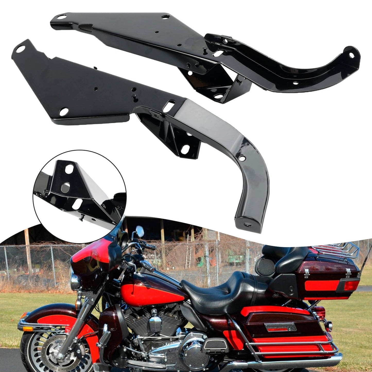 1996-2013 Harley Touring Electra Glide FLHT and Street Glide FLHX Head Fairing Support Mount Brackets