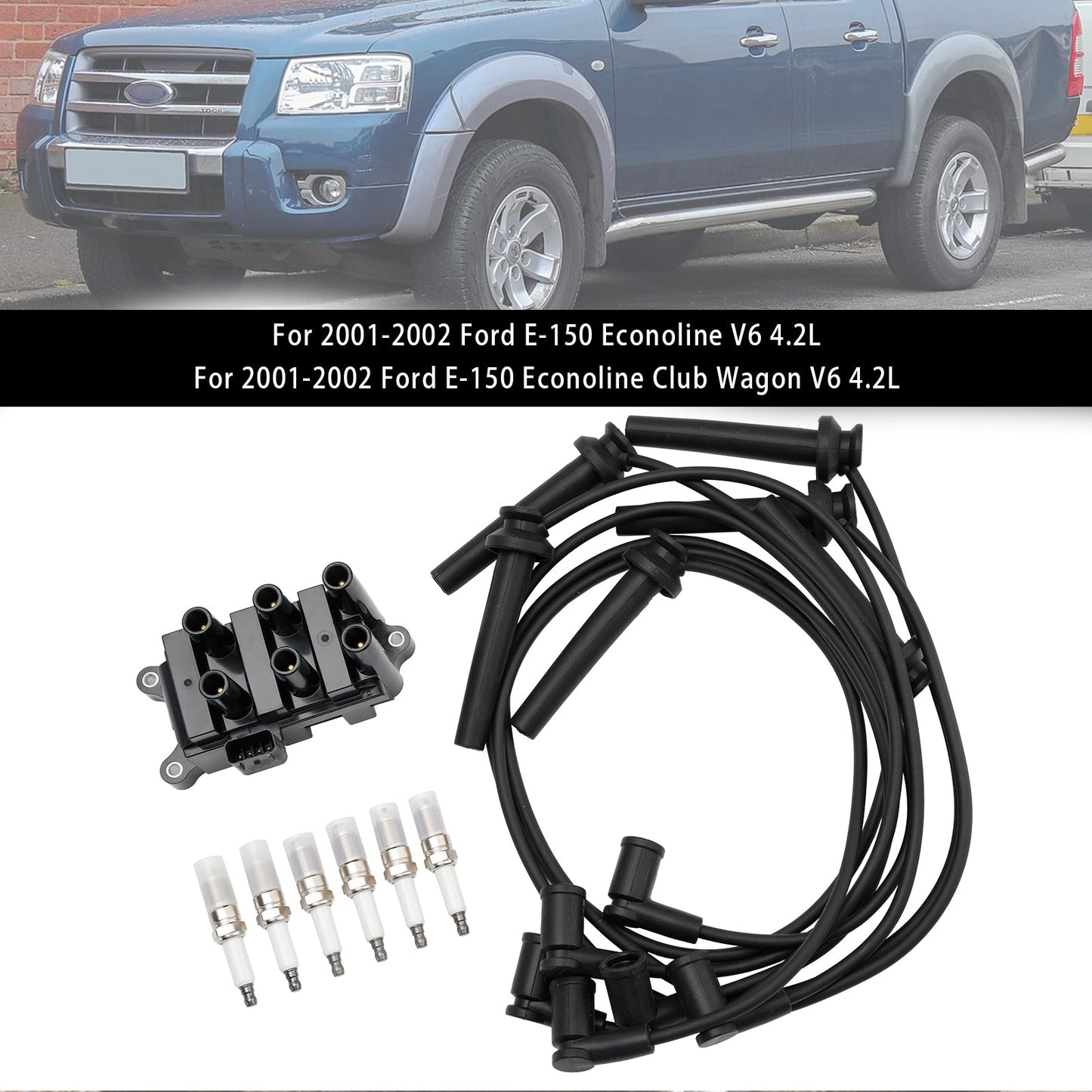 2004-2007 Ford Freestar V6 4.2L Ignition Coil+6 Spark plug+6 Wire FD498 5F2Z-12029-AD 1F2118100