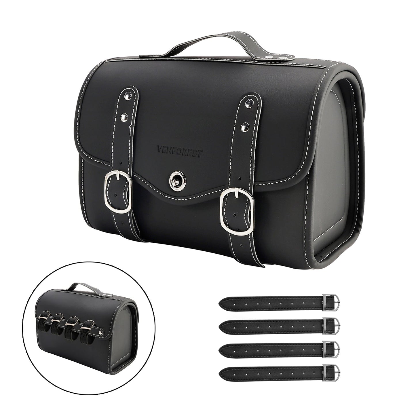 Pu Side Tail Bag Saddlebag Color Matching Luggage White For Scooter Motorcycle White