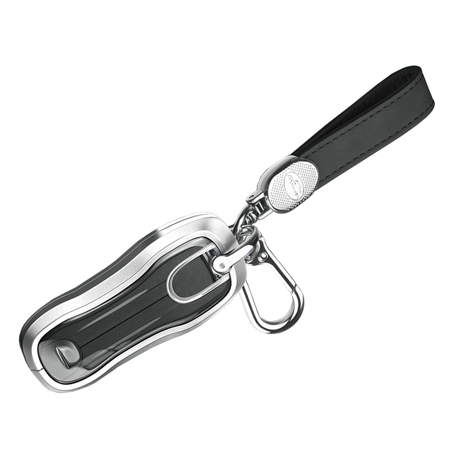 Aluminum Alloy TPU Silvery Car Key Case Cover With Buckle For Porsche Cayenne